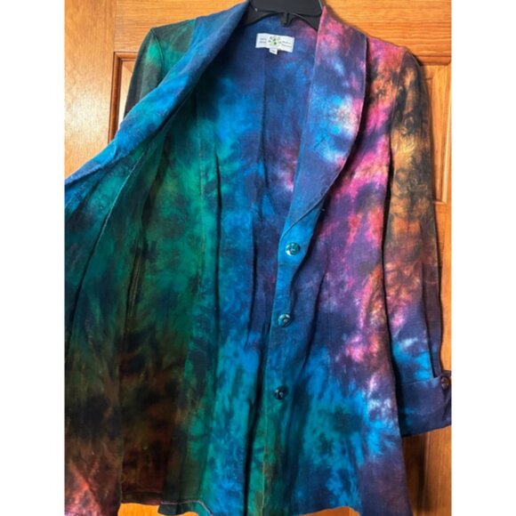 Eco Lution Hemp Tie Dye Blazer Jacket Small Festival Boho Psychedelic - Picture 5 of 6